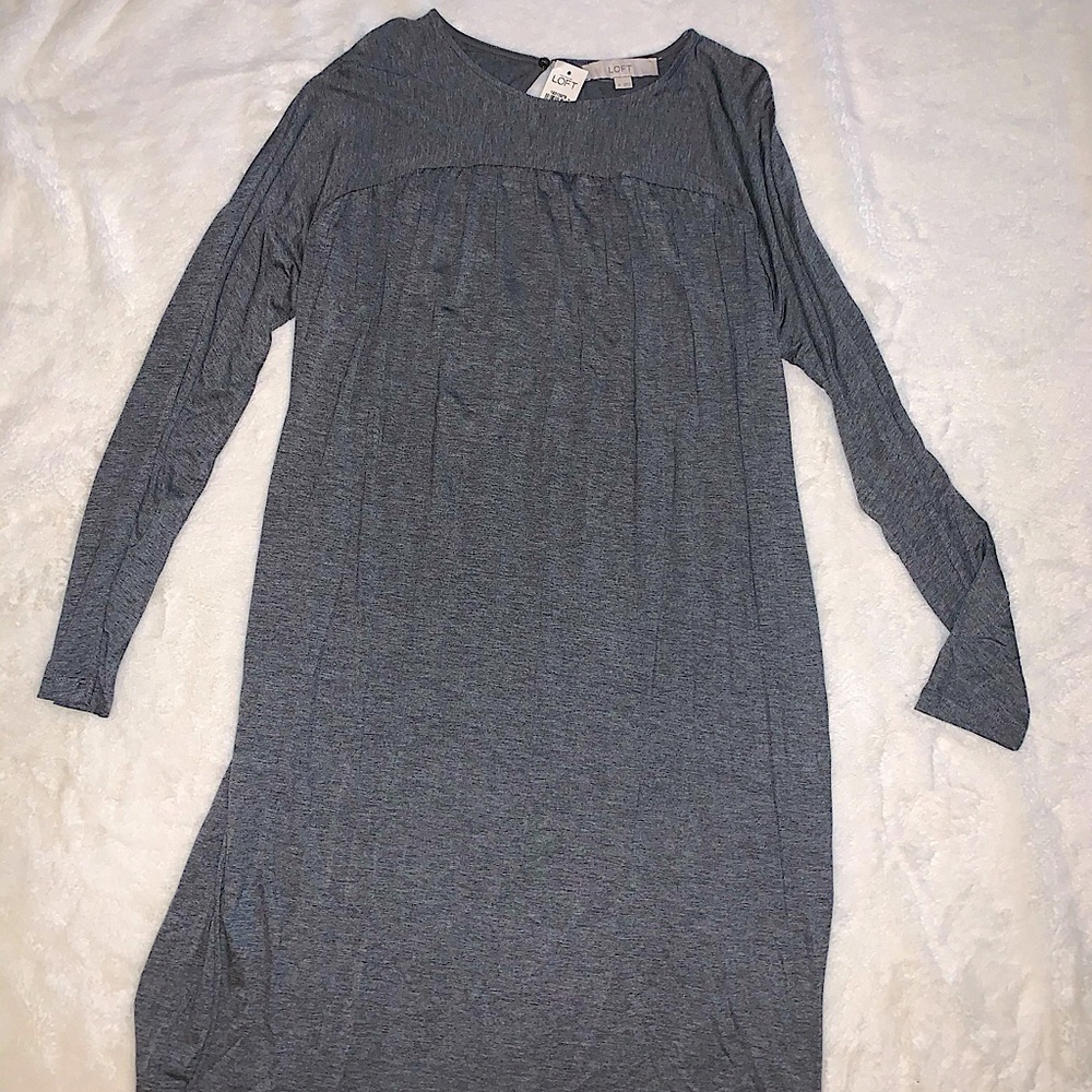Loft long sleeve gray dress